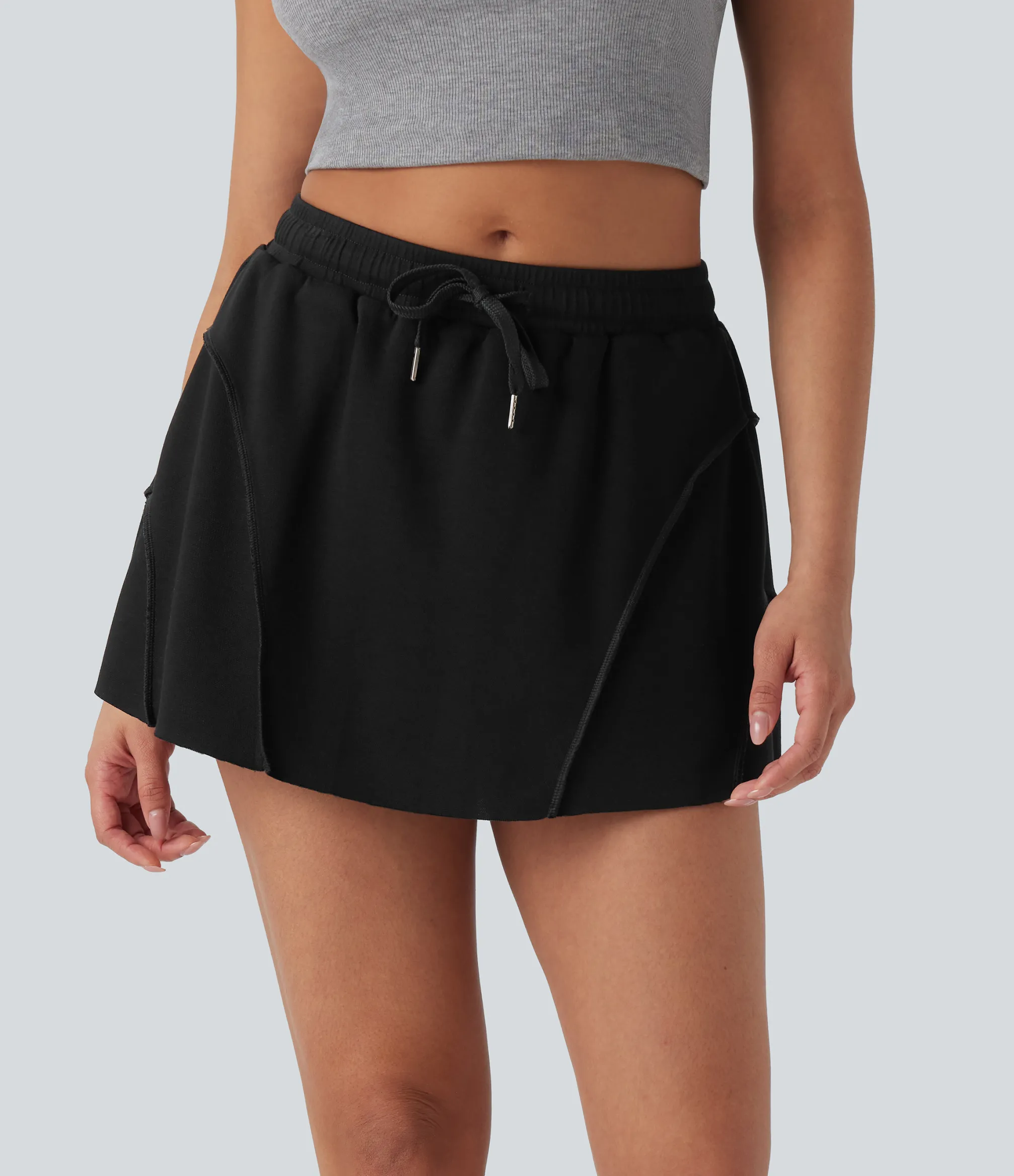 Skirts<HALARA Mid Rise Drawstring 2-in-1 Micro Mini Casual Skirt with Pockets