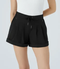 Shorts<HALARA Mid Rise Drawstring Pockets Casual Shorts