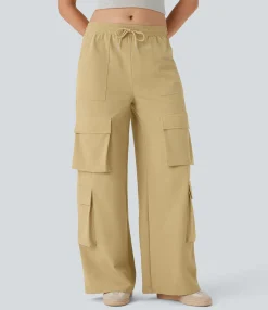 Pants|Cargo Pants<HALARA Mid Rise Drawstring Pockets Wide Leg Cargo Casual Pants