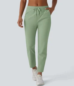 Pants<HALARA Mid Rise Drawstring Pocket Training Pants