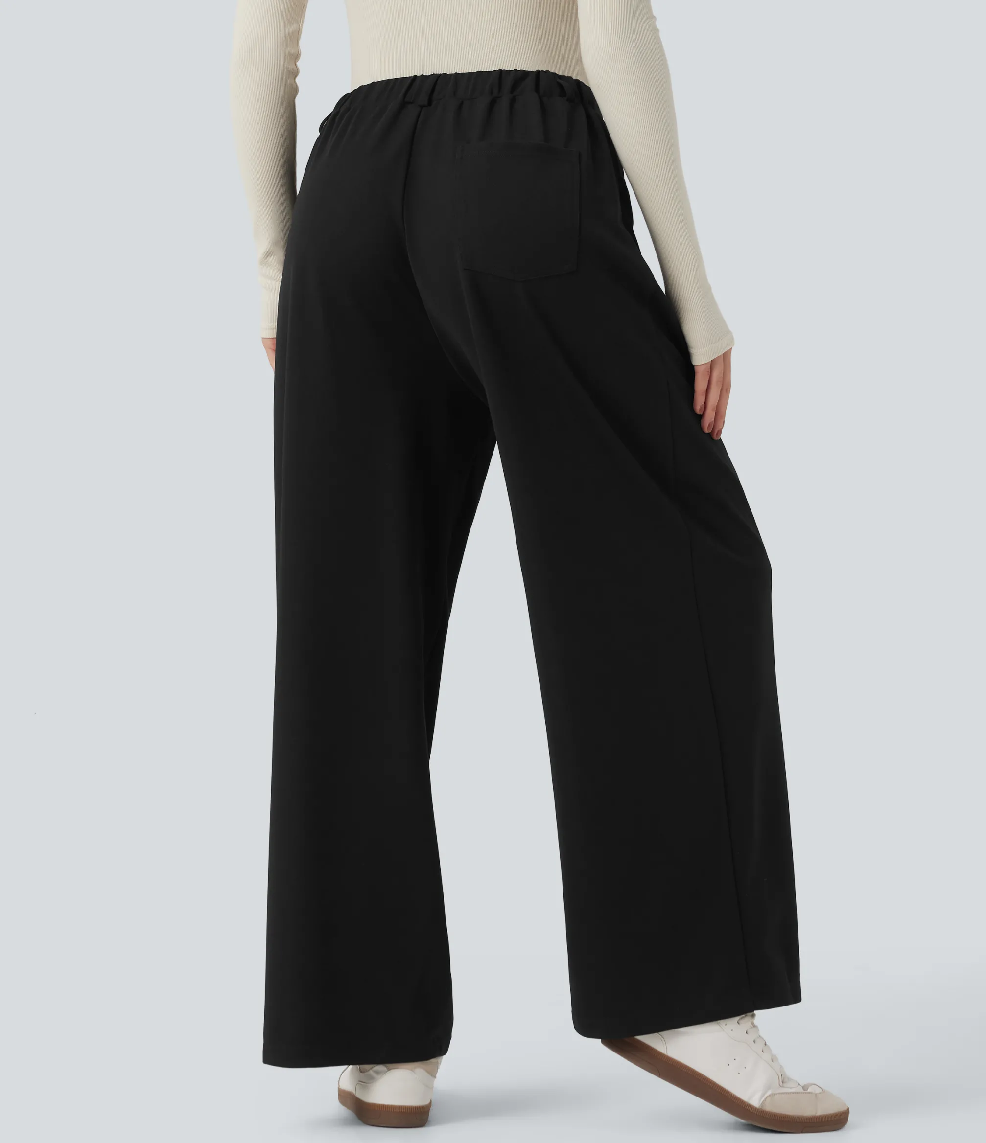 Pants|Straight-Leg Pants<HALARA Mid Rise Drawstring Straight Leg Work Pants with Pockets
