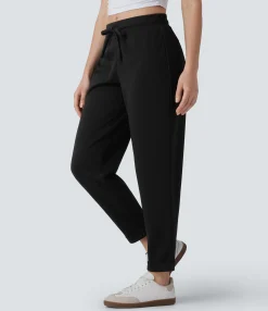 Pants|Work Pants<HALARA Mid Rise Drawstring Tapered Work Pants