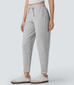 Pants|Work Pants<HALARA Mid Rise Drawstring Tapered Work Pants