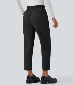 Work Pants|Pants<HALARA Mid Rise Frill Tapered Quick Dry Work Pants with Pockets-UPF40+