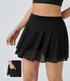 Mini Skirts|Skirts<HALARA Mid Rise 2-in-1 Pocket Lace Mini Skirt
