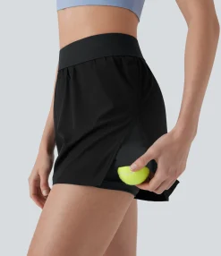 Active Shorts|Shorts<HALARA Mid Rise 2-in-1 Tennis Shorts with Pockets