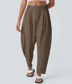 Work Pants|Pants<HALARA Mid Rise Pocket Barrel Leg Work Pants