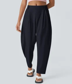 Work Pants|Pants<HALARA Mid Rise Pocket Barrel Leg Work Pants