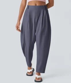 Work Pants|Pants<HALARA Mid Rise Pocket Barrel Leg Work Pants