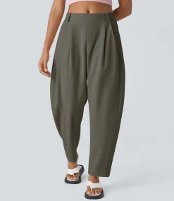 Work Pants|Pants<HALARA Mid Rise Pocket Barrel Leg Work Pants