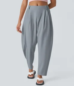 Work Pants|Pants<HALARA Mid Rise Pocket Barrel Leg Work Pants