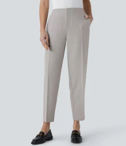 Pants<HALARA Mid Rise Pocket Casual Tapered Pants