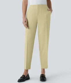 Pants<HALARA Mid Rise Pocket Casual Tapered Pants