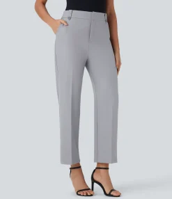 Straight-Leg Pants|Work Pants<HALARA Mid Rise Pocket Straight Leg Ankle Length Work Pants