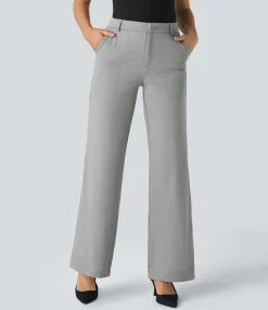 Straight-Leg Pants|Work Pants<HALARA Mid Rise Pocket Straight Leg Work Pants