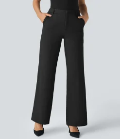 Straight-Leg Pants|Work Pants<HALARA Mid Rise Pocket Straight Leg Work Pants