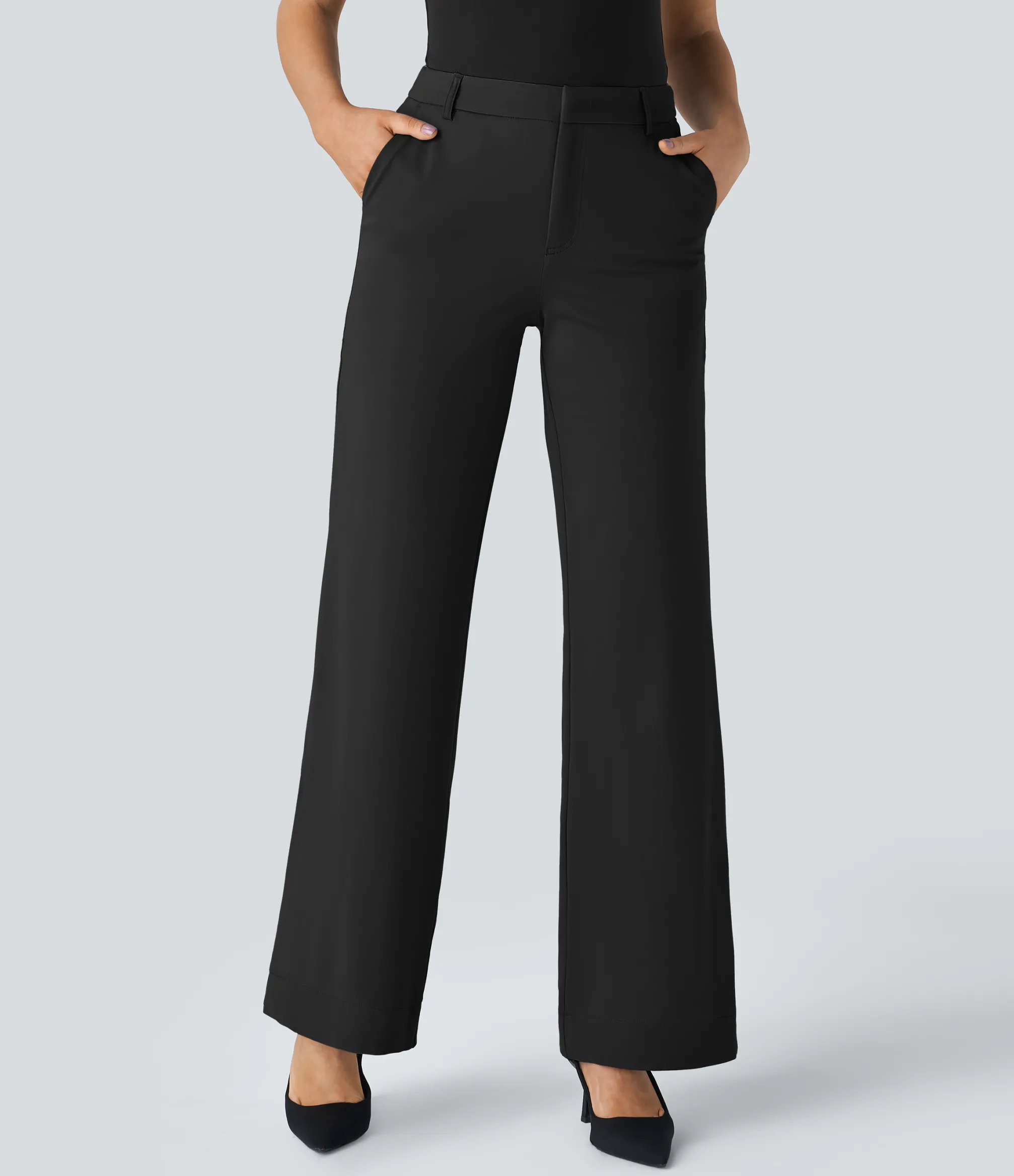Straight-Leg Pants|Work Pants<HALARA Mid Rise Pocket Straight Leg Work Pants