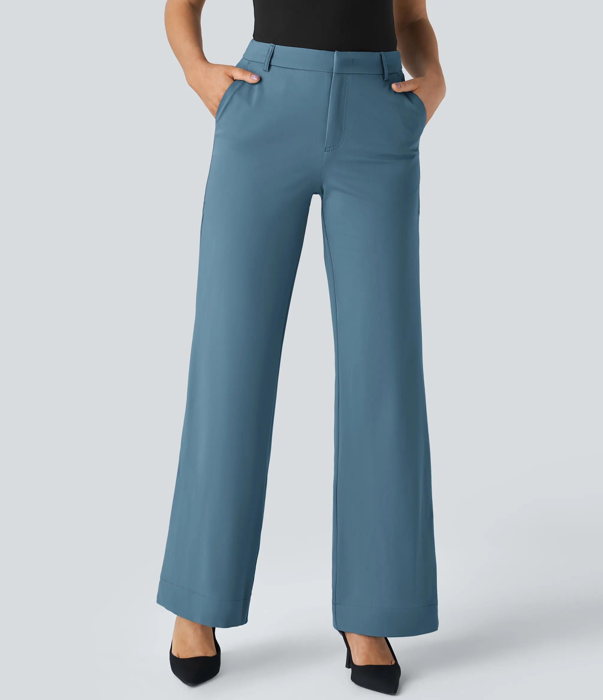 Straight-Leg Pants|Work Pants<HALARA Mid Rise Pocket Straight Leg Work Pants
