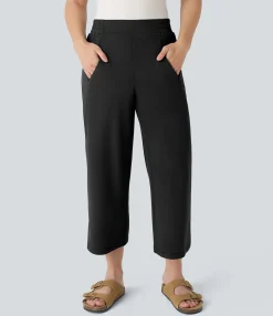 Pants|Straight-Leg Pants<HALARA Mid Rise Pocket Straight Leg Casual Cropped Pants