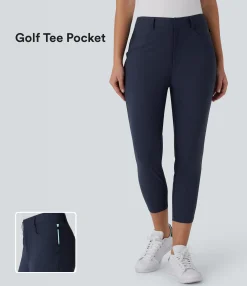 Pants<HALARA Mid Rise Pockets Capri Tapered Quick Dry Golf Pants-Golf Tee Pocket-UPF40+