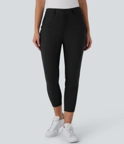 Pants<HALARA Mid Rise Pockets Capri Tapered Quick Dry Golf Pants-Golf Tee Pocket-UPF40+