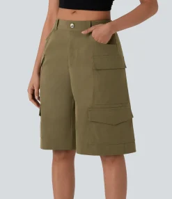 Shorts<HALARA Mid Rise Pockets Casual Cargo Bermuda Shorts