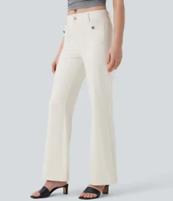 Pants<HALARA Mid Rise Pockets Casual Pants
