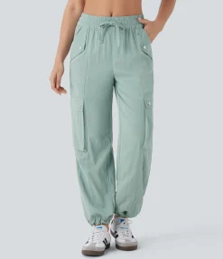 Cargo Pants|Joggers<HALARA Mid Rise Pockets Drawstring Hem Cargo Casual Pants