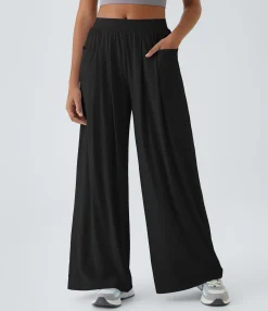 Pants|Wide-Leg Pants<HALARA Mid Rise Pockets Wide Leg Inside Drawstring Cool Touch Hiking Pants-UPF50+