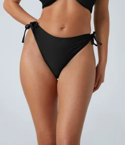 Beachwear<HALARA Mid Rise Removable Tie Side Bikini Bottom Swimsuit