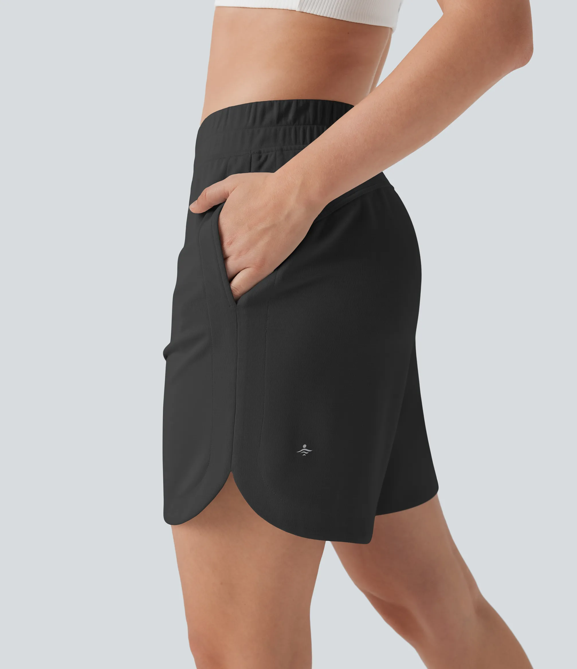 Active Shorts|Shorts<HALARA Mid Rise Side Pockets Curved Hem Yoga Bermuda Shorts