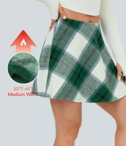 Mini Skirts|Casual Skirts<HALARA Mid Rise Side Zipper A Line 2-in-1 Plaid Thermal Mini Casual Skirt
