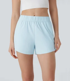 Active Shorts|Shorts<HALARA Mid Rise Side Zipper Pockets Reflective Dots Hem Cool Touch Quick Dry Running Shorts