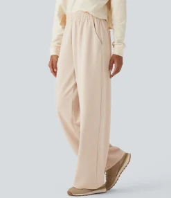 Straight-Leg Pants|Work Pants<HALARA Mid Rise Straight Leg Workout Pants with Pockets