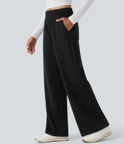 Straight-Leg Pants|Work Pants<HALARA Mid Rise Straight Leg Workout Pants with Pockets