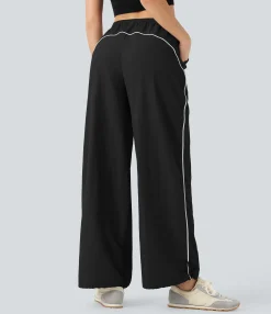 Wide-Leg Pants|Pants<HALARA Mid Rise Wide Leg Cool Touch Casual Pants with Pockets