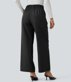 Wide-Leg Pants|Work Pants<HALARA Mid Rise Wide Leg Work Pants with Pockets