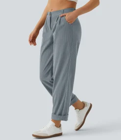 Pants<HALARA Mid Rise Zipper Pocket Corduroy Casual Pants