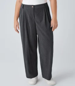 Plus Size<HALARA Mid Rise Zipper Pocket Plus Size Corduroy Casual Pants