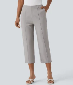 Pants<HALARA Mid Rise Zipper Pockets Capri Casual Pants