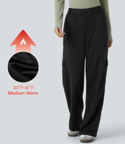 Pants|Cargo Pants<HALARA Mid Rise Zipper Pockets Fleece Casual Cargo Pants