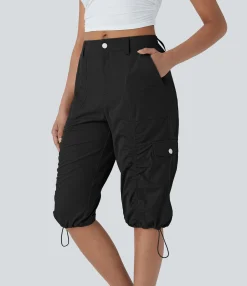 Cargo Pants|Pants<HALARA Mid-Rise Ruched Cargo Quick-Dry Casual Pedal Pusher Pants with Pockets