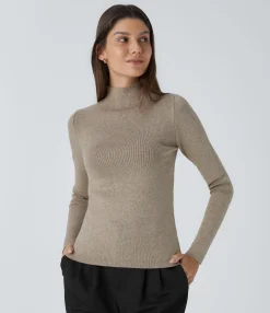 Sweaters<HALARA Mock Neck Long Sleeve Skinny Work Sweater