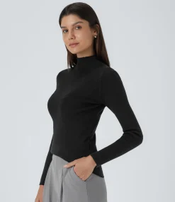 Sweaters<HALARA Mock Neck Long Sleeve Skinny Work Sweater