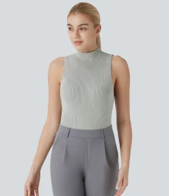 Sweaters<HALARA Mock Neck Sleeveless Work Sweater