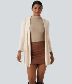 Sweaters<HALARA Notched Collar Long Sleeve Belted Work Cardigan
