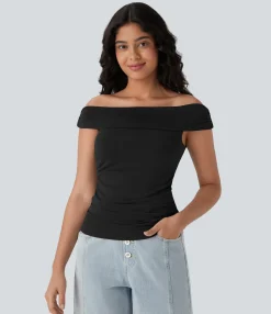 Casual Tops<HALARA Off Shoulder Ruched Skinny Casual Top