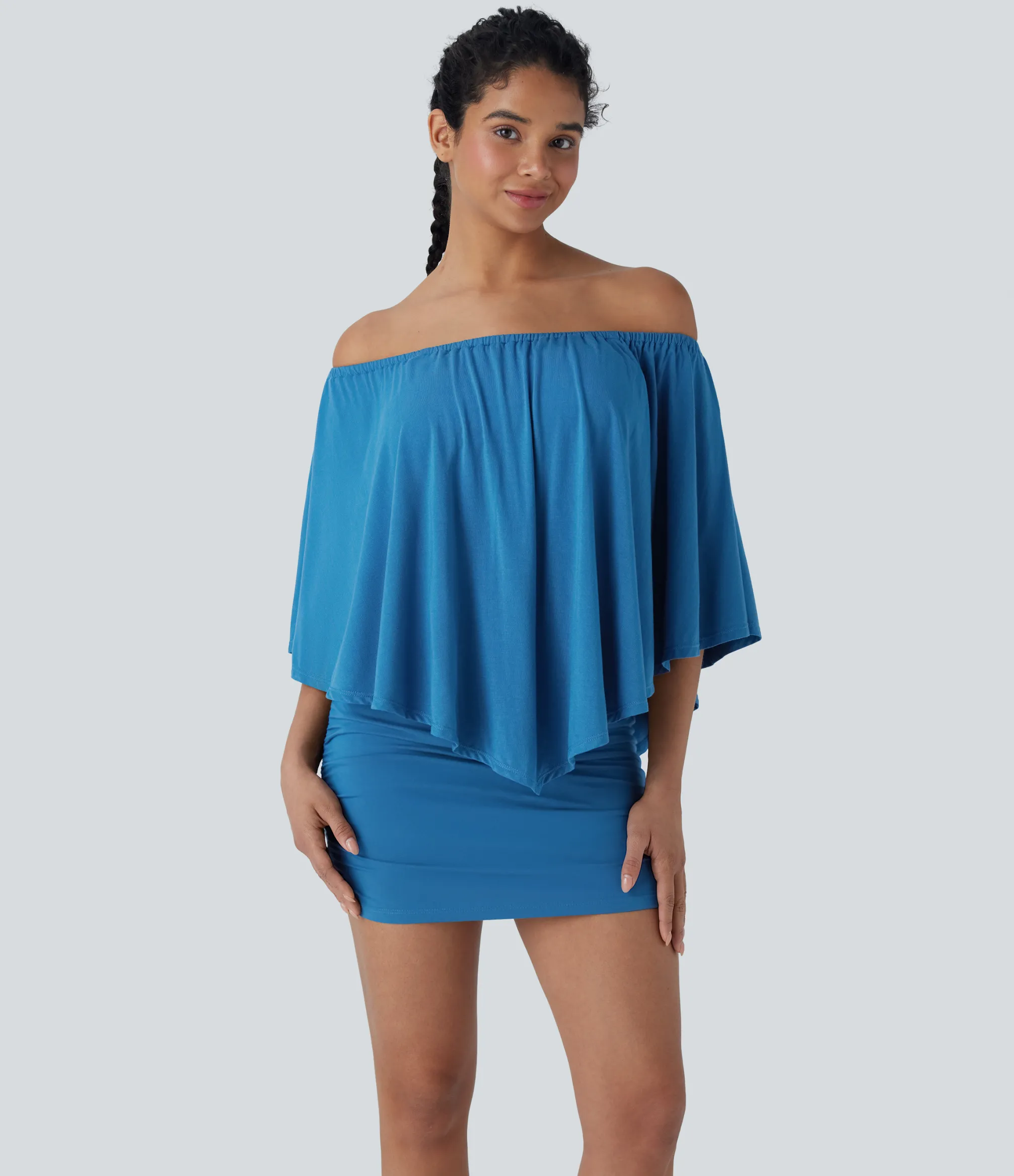 Bodycon Dresses|Mini Dresses<HALARA Off Shoulder Ruffle Hem Bodycon Mini Casual Dress