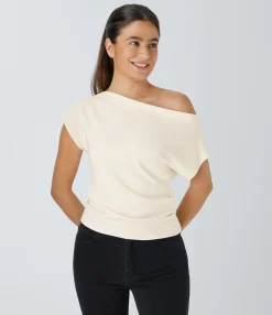 Casual Tops<HALARA Off Shoulder Short Sleeve Ruched Casual Top