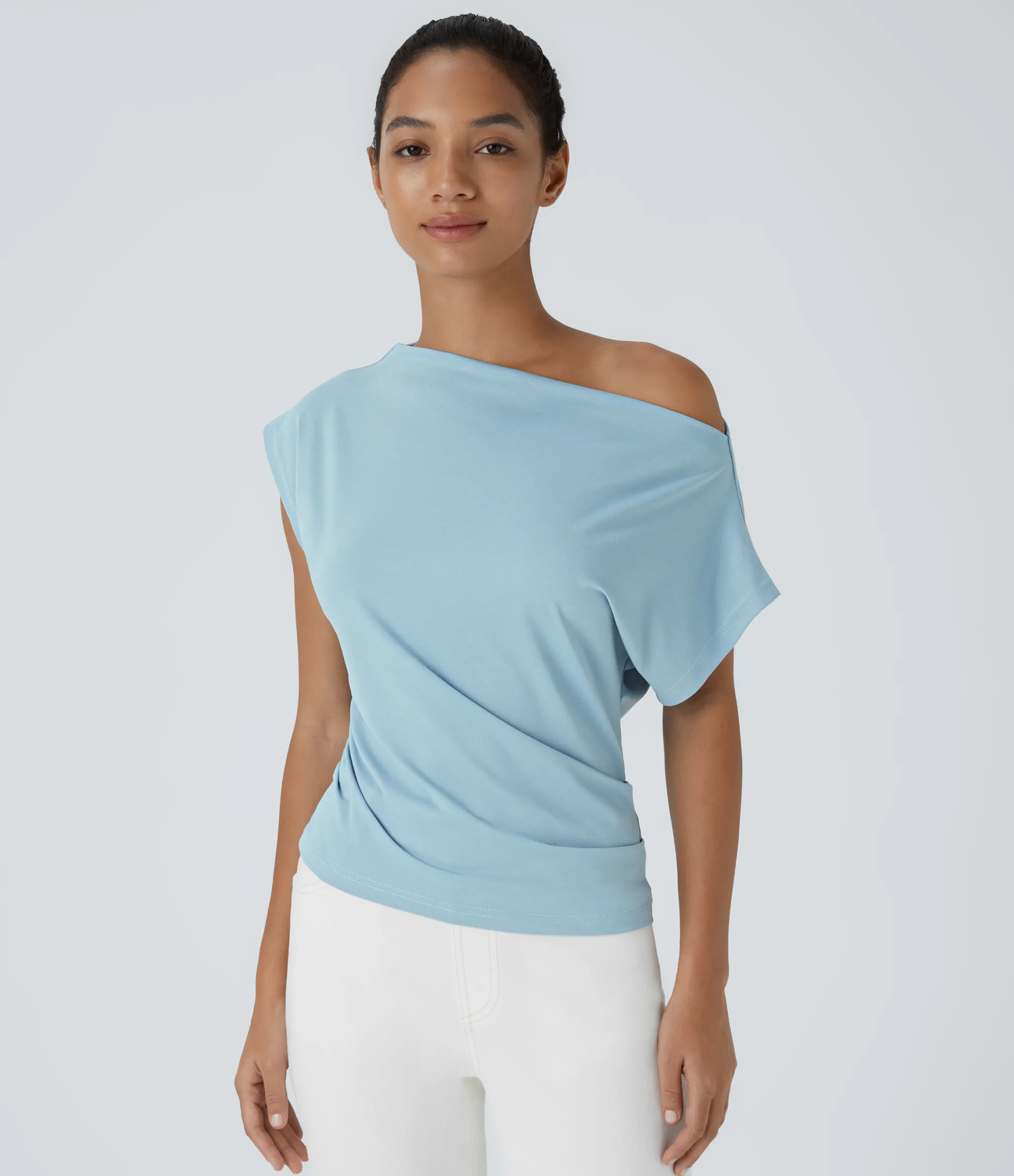 Casual Tops<HALARA Off Shoulder Short Sleeve Ruched Casual Top